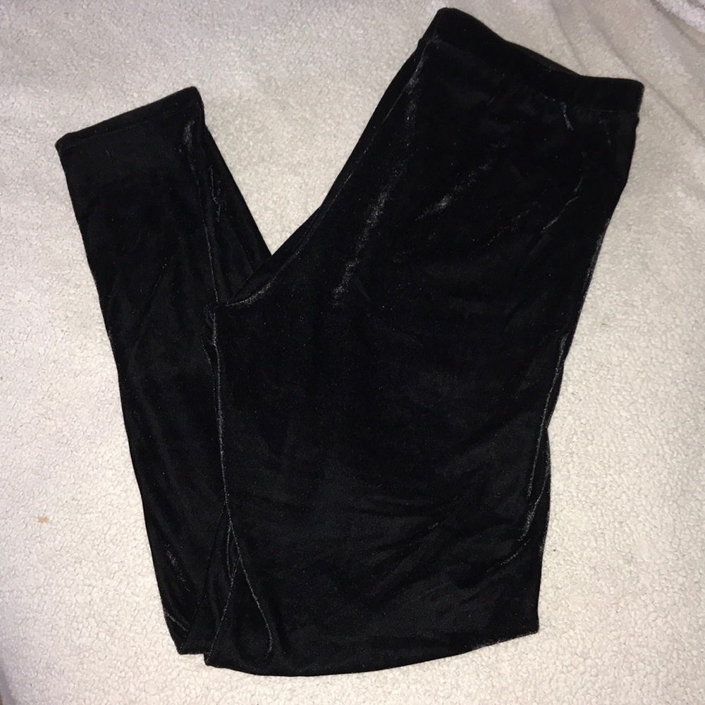 Black velvet leggings